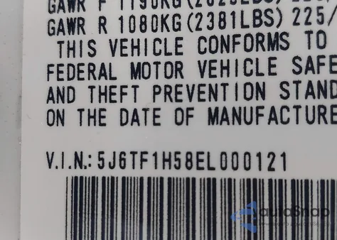 2014 Honda Crosstour Ex-L V6 из США, поврежденный, VIN 5J6TF1H58EL000121